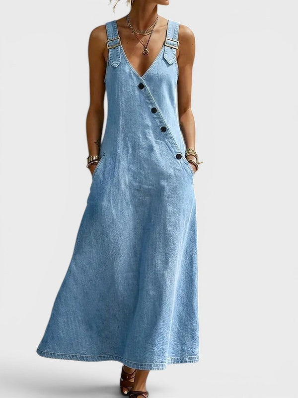 Vera | Lange denimkjole med knapper