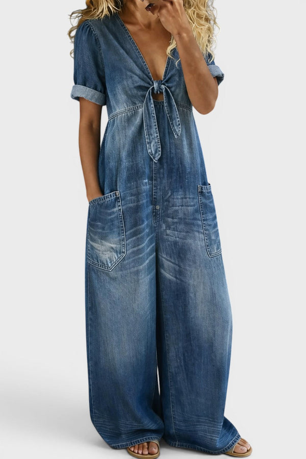 Maya | Jumpsuit med korte ærmer og V-udskæring