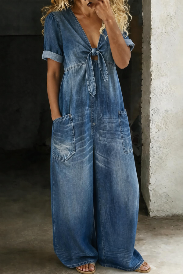 Maya | Jumpsuit med korte ærmer og V-udskæring