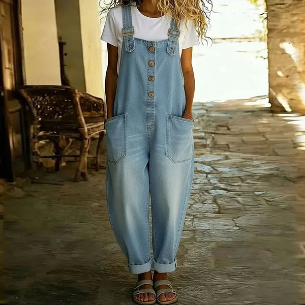 Mae | Bløde vintage denim overalls med justerbare stropper
