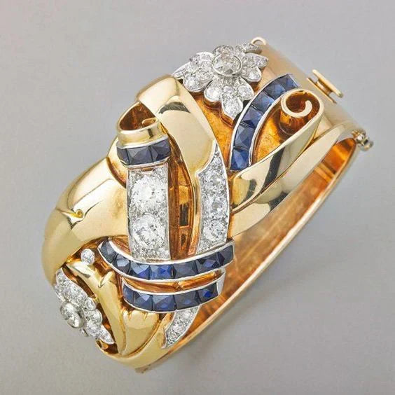 Vintage guld ring med zirkoner