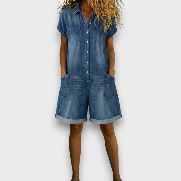 Joan | Kort vintage salopette i denim bomuld