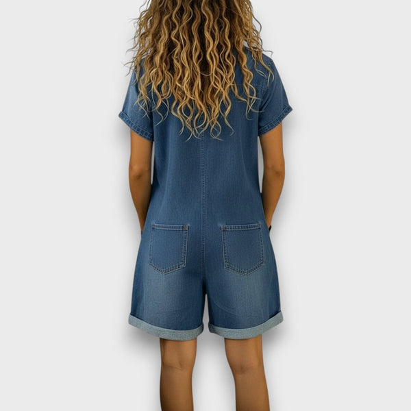 Joan | Kort vintage salopette i denim bomuld