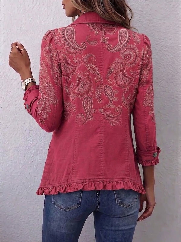 Isotta | Vintage Paisley Jakke med Flæser